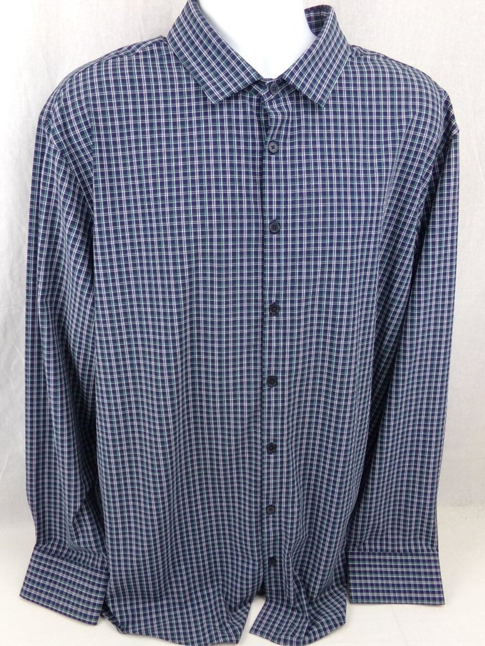 Mizzen+Main Leeward Button Up Shirt 2XL Blue Plaid Performance Classic Stretch